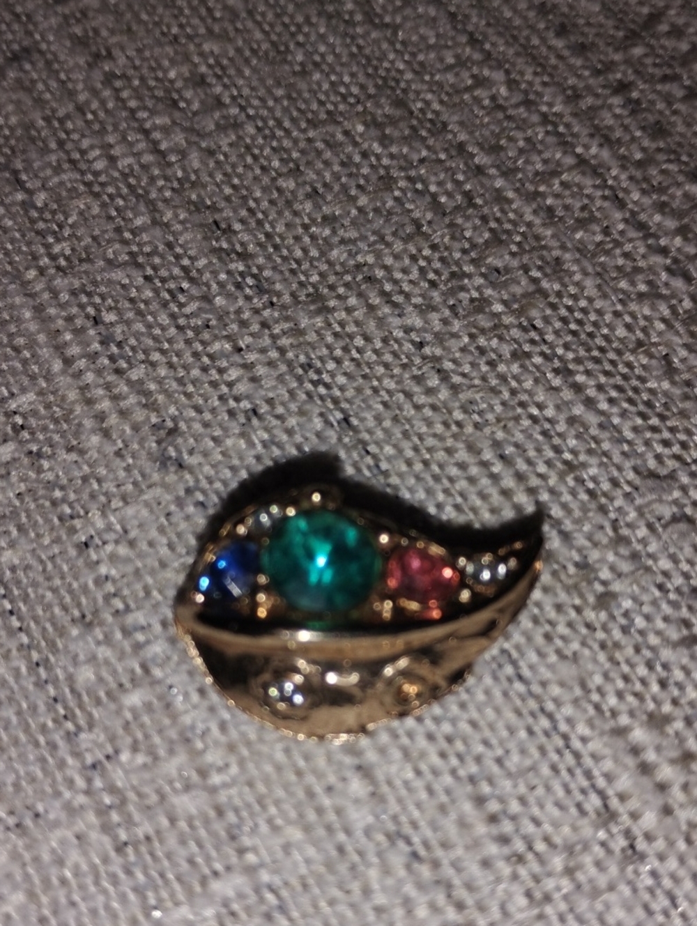 Gold-Tone Multicolor Crystal Leaf Pin - Emerald, Sapphire & Ruby Accent